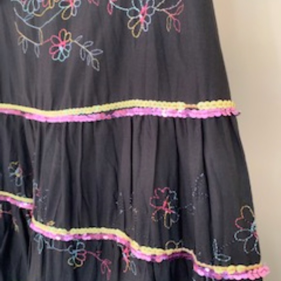 Multi Color Maxi Skirt with Pink & Yellow Sequins, - Picture 2 of 5